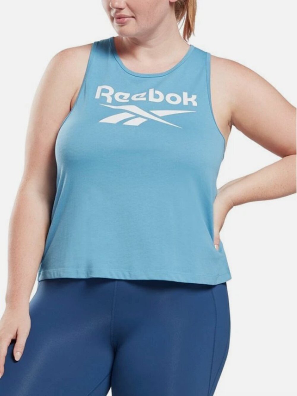 Reebok Women's Plus Size Logo Tank Top Essential Blue 1X